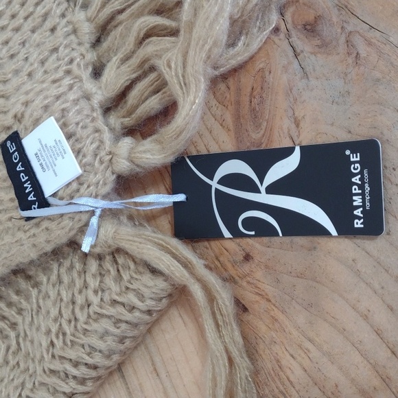 Rampage Tan Super Soft Knit Scarf w/ Fringe OS NWT NEW - Picture 4 of 10